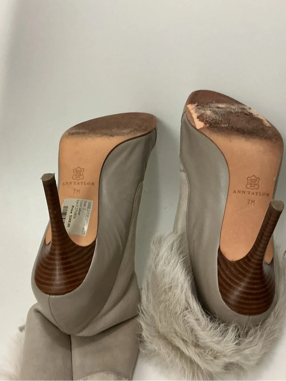 Ann Taylor Daniela Fur Lace-Up Booti size 7